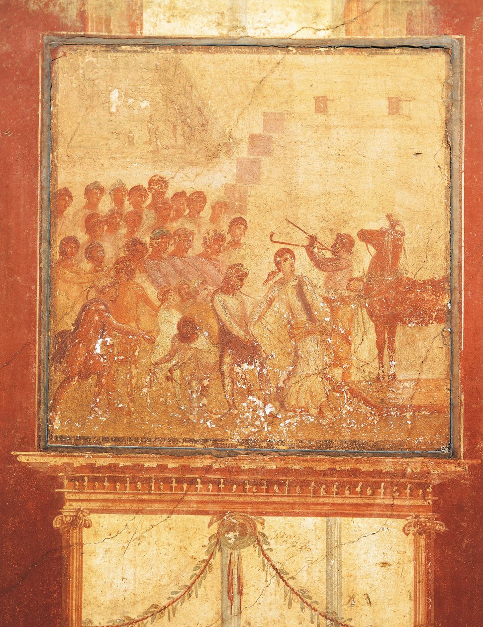 Troijan hevonen, fresko Menanderin talosta, Pompejista, Campaniasta, roomalaisesta sivilisaatiosta tekijältä Roman Roman