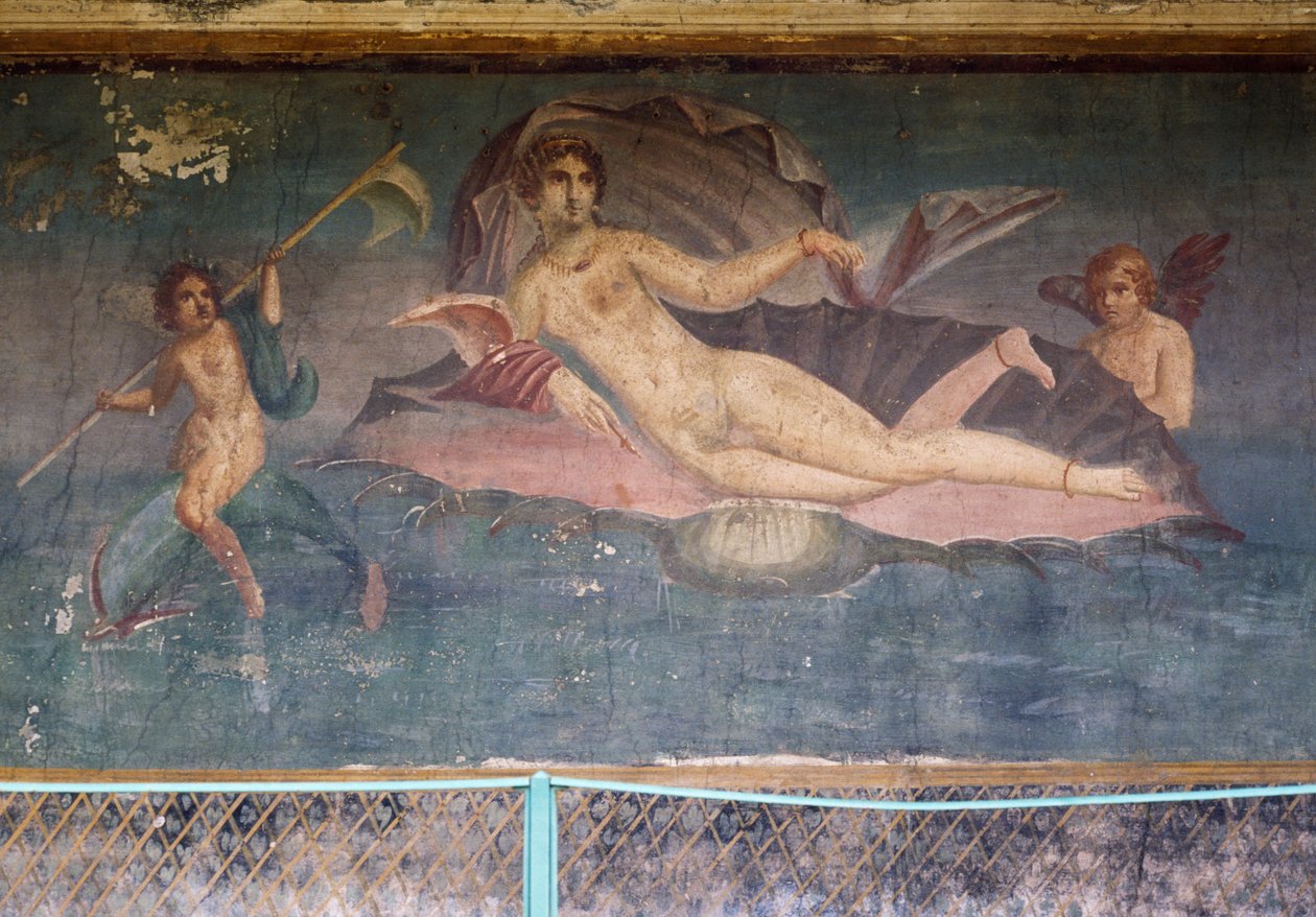 Venus kuoressa, fresko peristyliumista House of Venus in the Shellissä, Pompeijissa (UNESCOn maailmanperintöluettelo) tekijältä Roman Roman