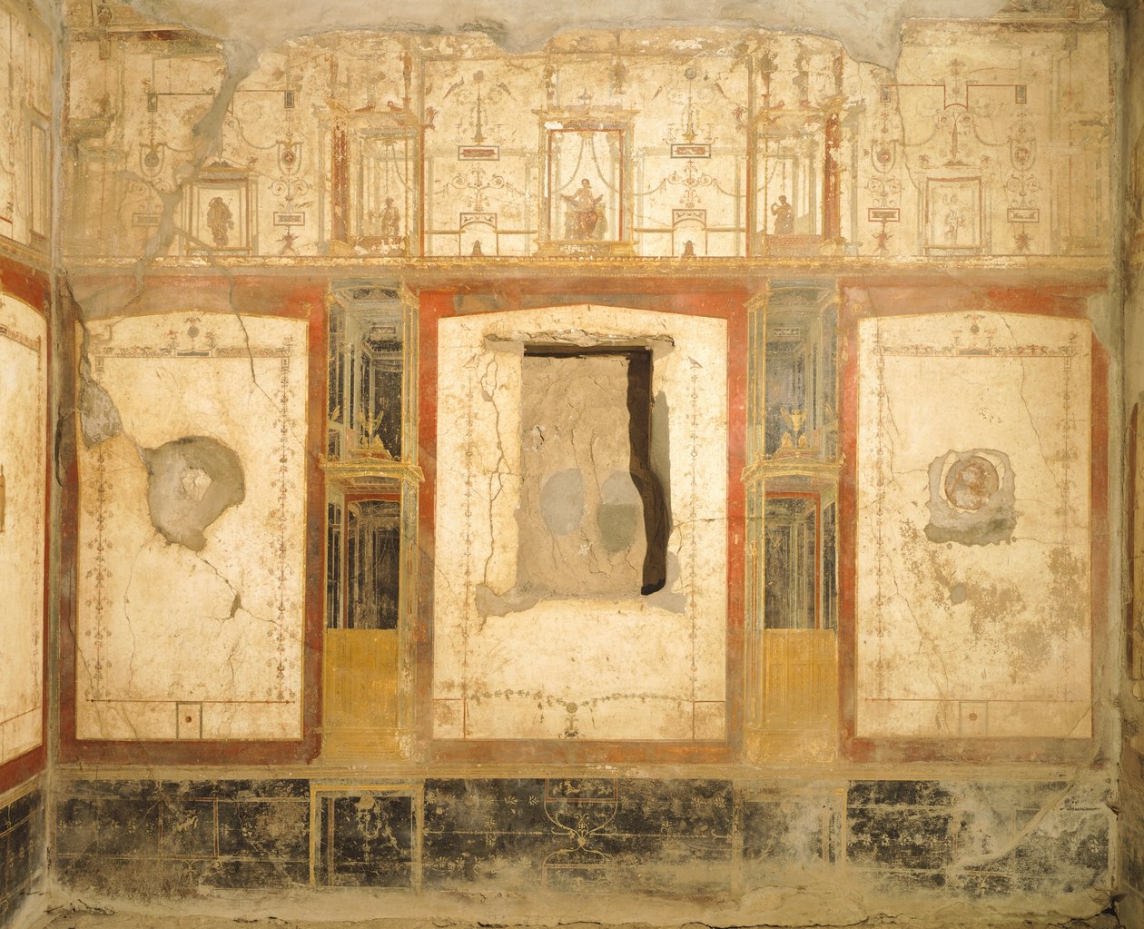 Seinäkoristelu neljänteen pompeilaiseen tyyliin, House of Loreio Tiburtino, Pompei, Campania, roomalainen sivilisaatio tekijältä Roman Roman