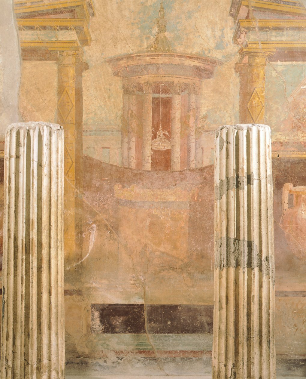 Seinämaalaus toisessa pompeilaisessa tyylissä, House of Labyrinthista, Pompejista, Campaniasta, roomalaisesta sivilisaatiosta tekijältä Roman Roman
