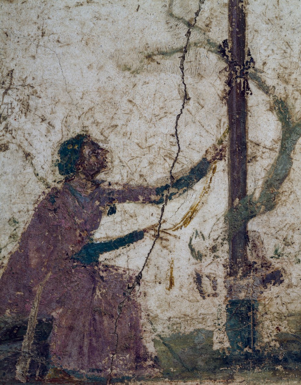 Nainen pyhässä puussa, freskon fragmentti Pompejista, Campaniasta, Italiasta, roomalaisesta sivilisaatiosta tekijältä Roman Roman