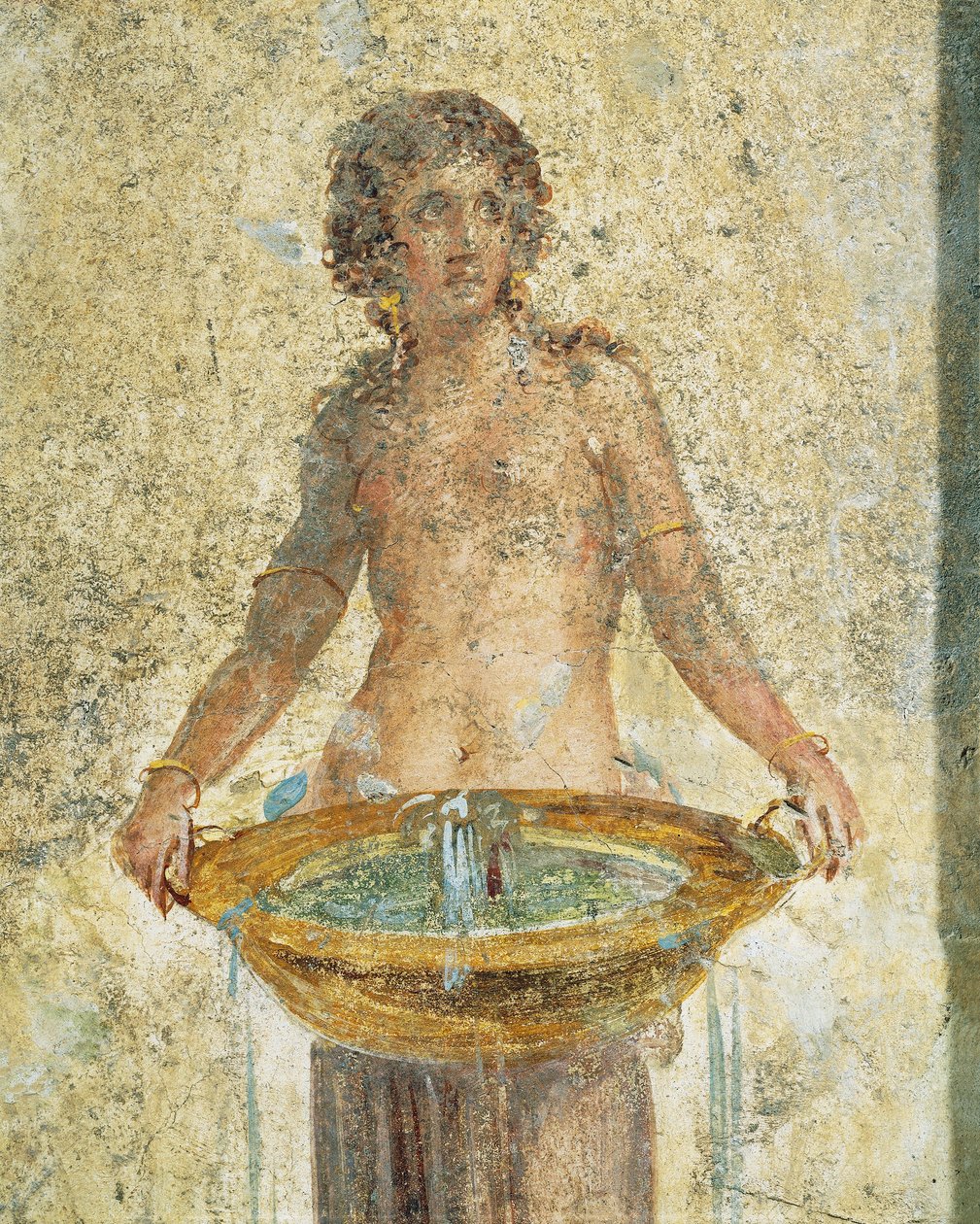 Nainen kantamassa vesiämpäriä, yksityiskohta, Pompejista, Fresco tekijältä Roman Roman