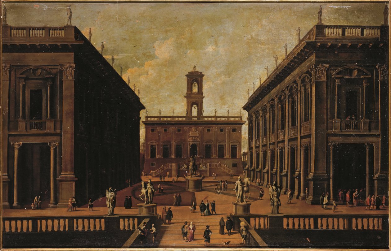 Näkymä Piazza del Campidogliolle, Rooma tekijältä Roman School