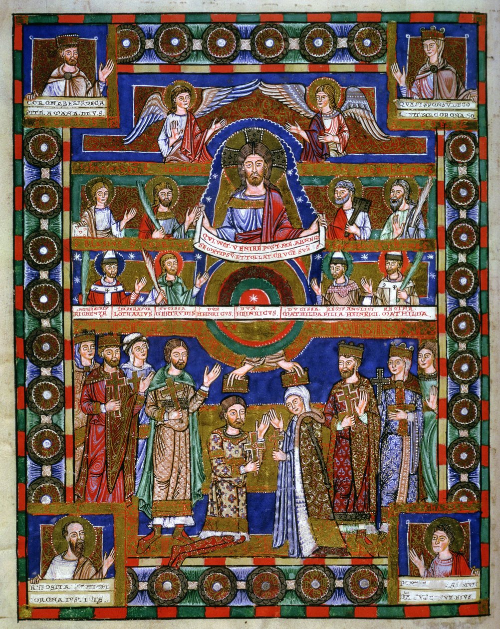 Henrik Leijonan kruunajaiset ja avioliitto Matildan kanssa, Henrik Leijonan evankeliumista. tekijältä Romanesque