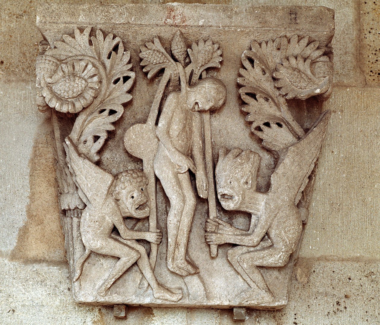 Juudaksen hirttäminen (veistetty pääkaupunki) tekijältä Romanesque