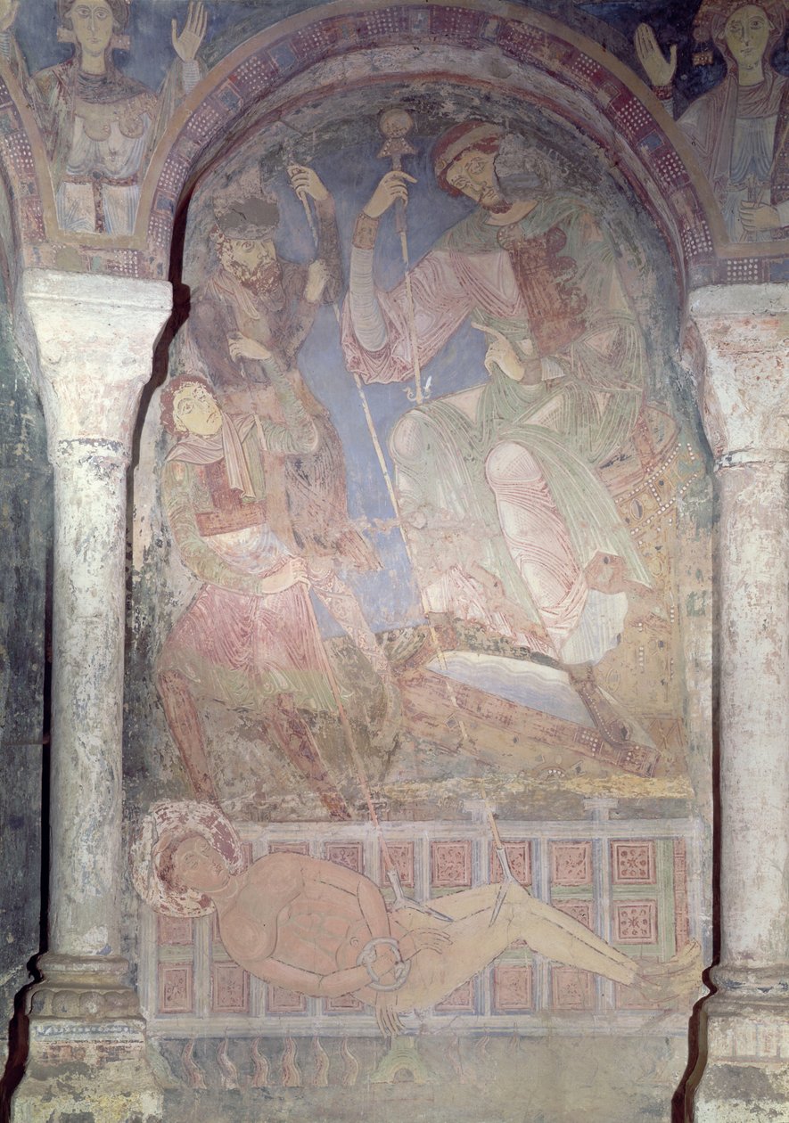 Pyhän Laurentiuksen marttyyrikuolema prefekti Dacienin läsnä ollessa, 1100-luvun alku tekijältä Romanesque