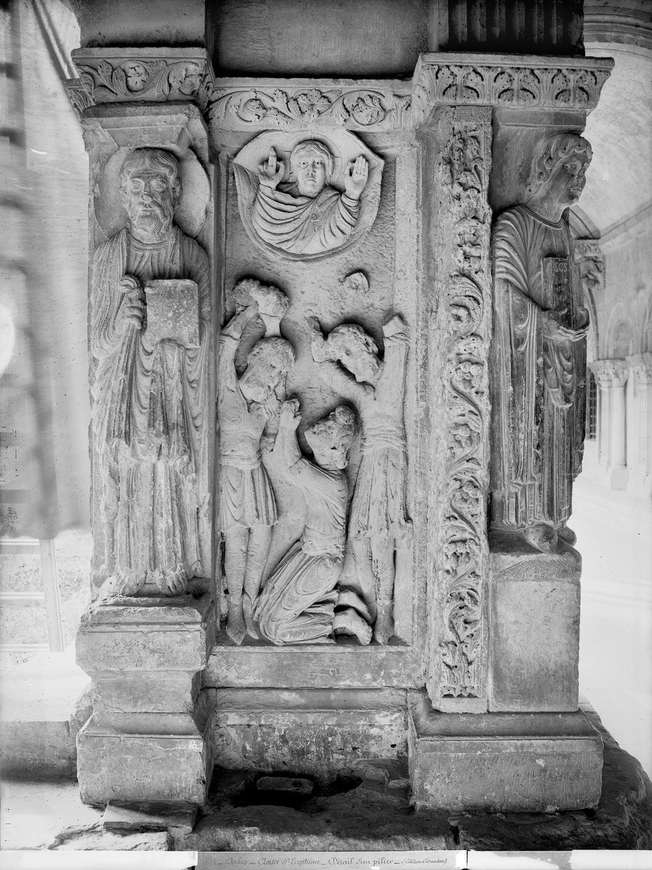 Pyhän Tapanin kivittäminen luostarissa olevasta pilarista (kivi) (m/v kuva) tekijältä Romanesque