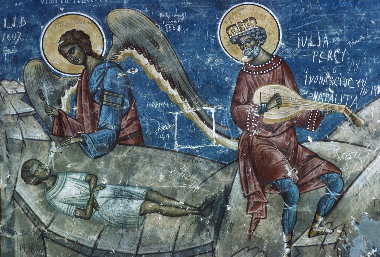 Vanhurskaan kuolema, yksityiskohta viimeisestä tuomiosta, 1547-50 tekijältä Romanian School