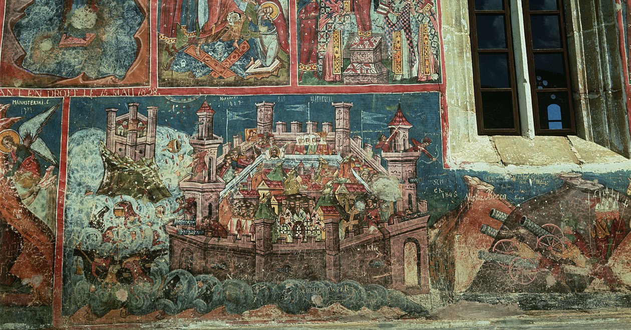 Sulttaani Mehmet II:n (1432-81) piiritys Konstantinopolin vuonna 1453 tekijältä Romanian School