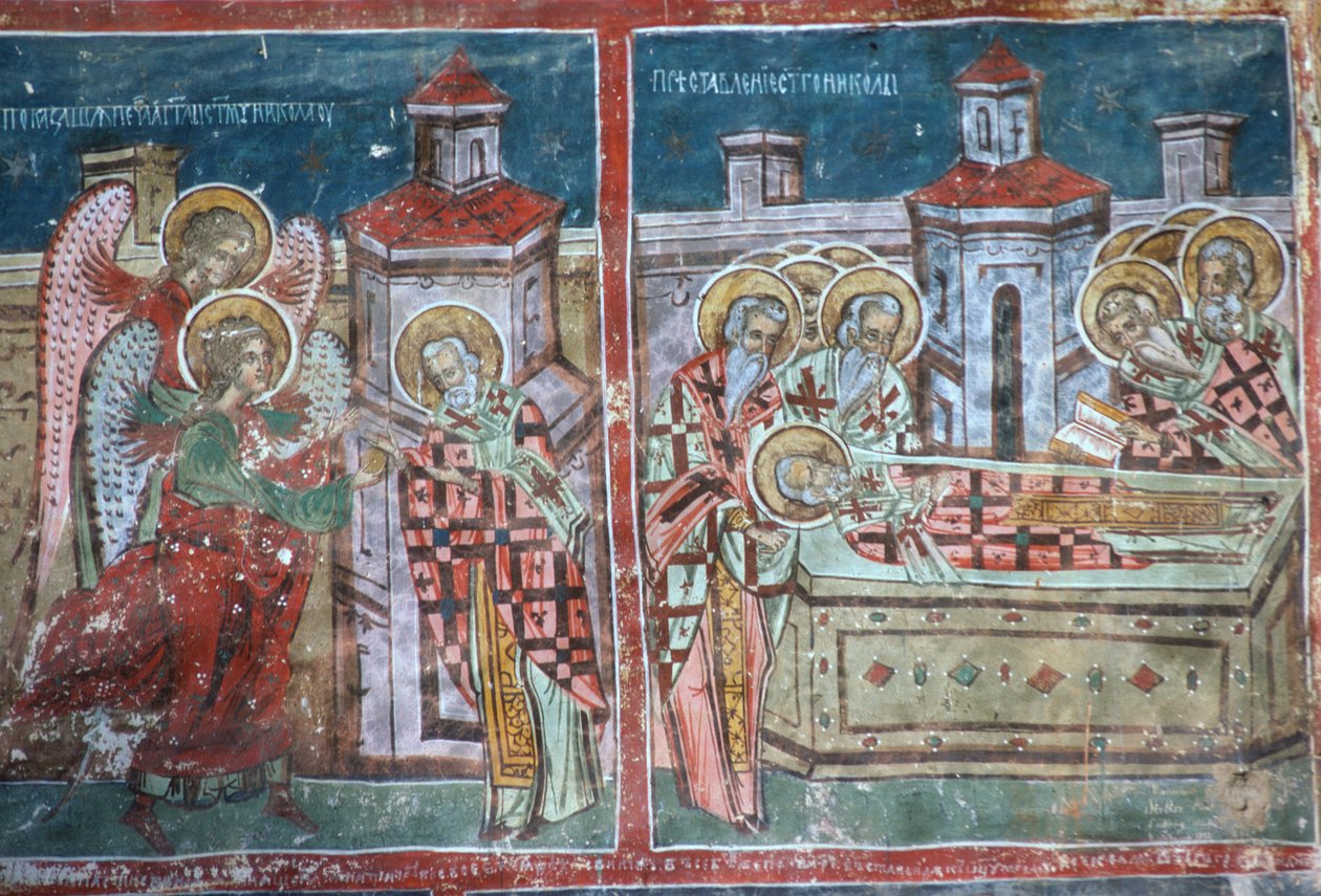 Pyhän Nikolauksen elämä ja kuolema, kirkon eteläseinä, 1535 tekijältä Romanian School