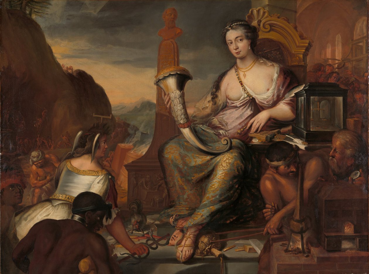 Zinnebeeldige voorstelling van het muntwezen tekijältä Romeyn de Hooghe