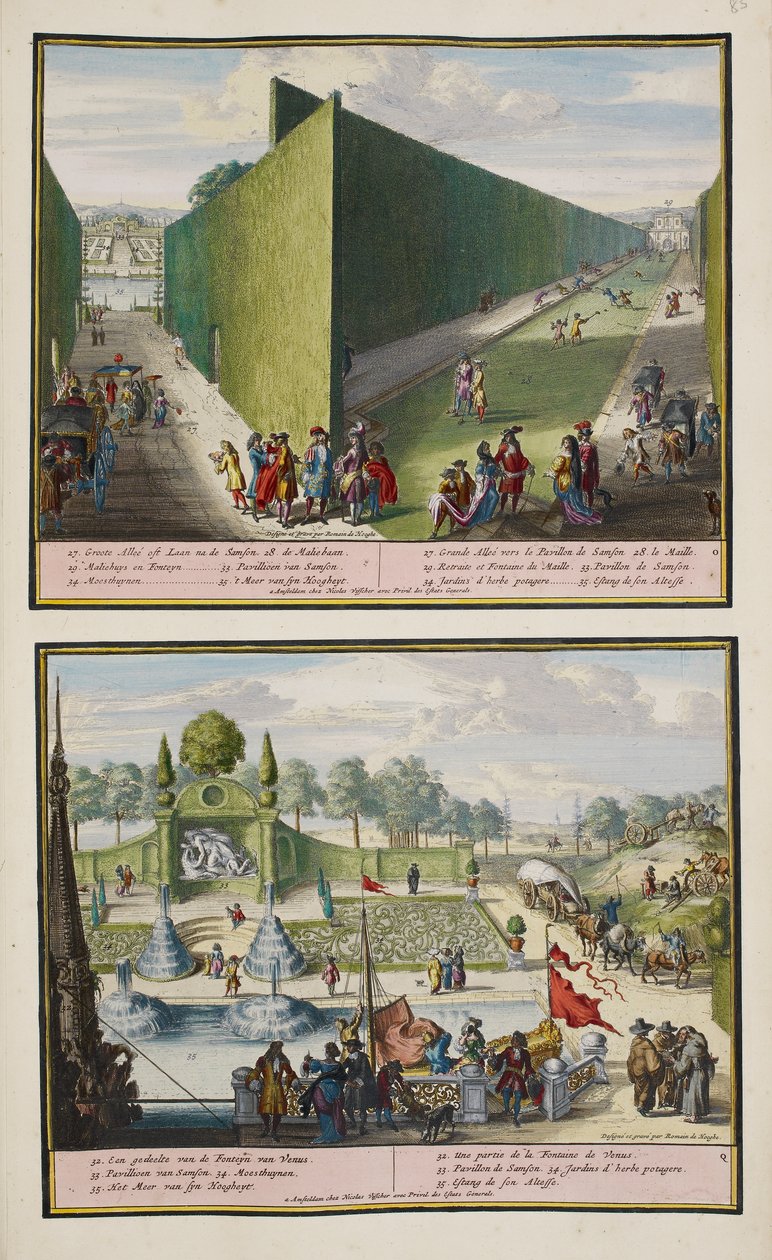 Enghienin puisto, n. 1685, kuva kokoelmasta "86 suunnitelmaa ja Haagin näkymää" tekijältä Romeyn de (after) Hooghe