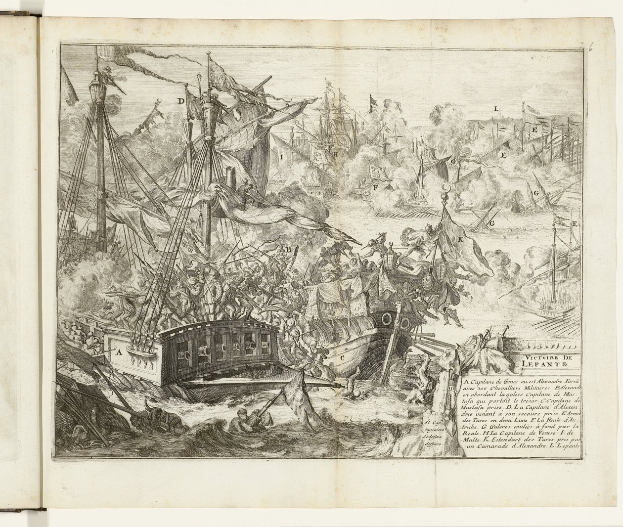 Lepanton taistelu, 1571 Victoire de Lepanto (nimi esineessä) Guerres de Flandres (sarjan nimi) tekijältä Romeyn de Hooghe (attributed to)