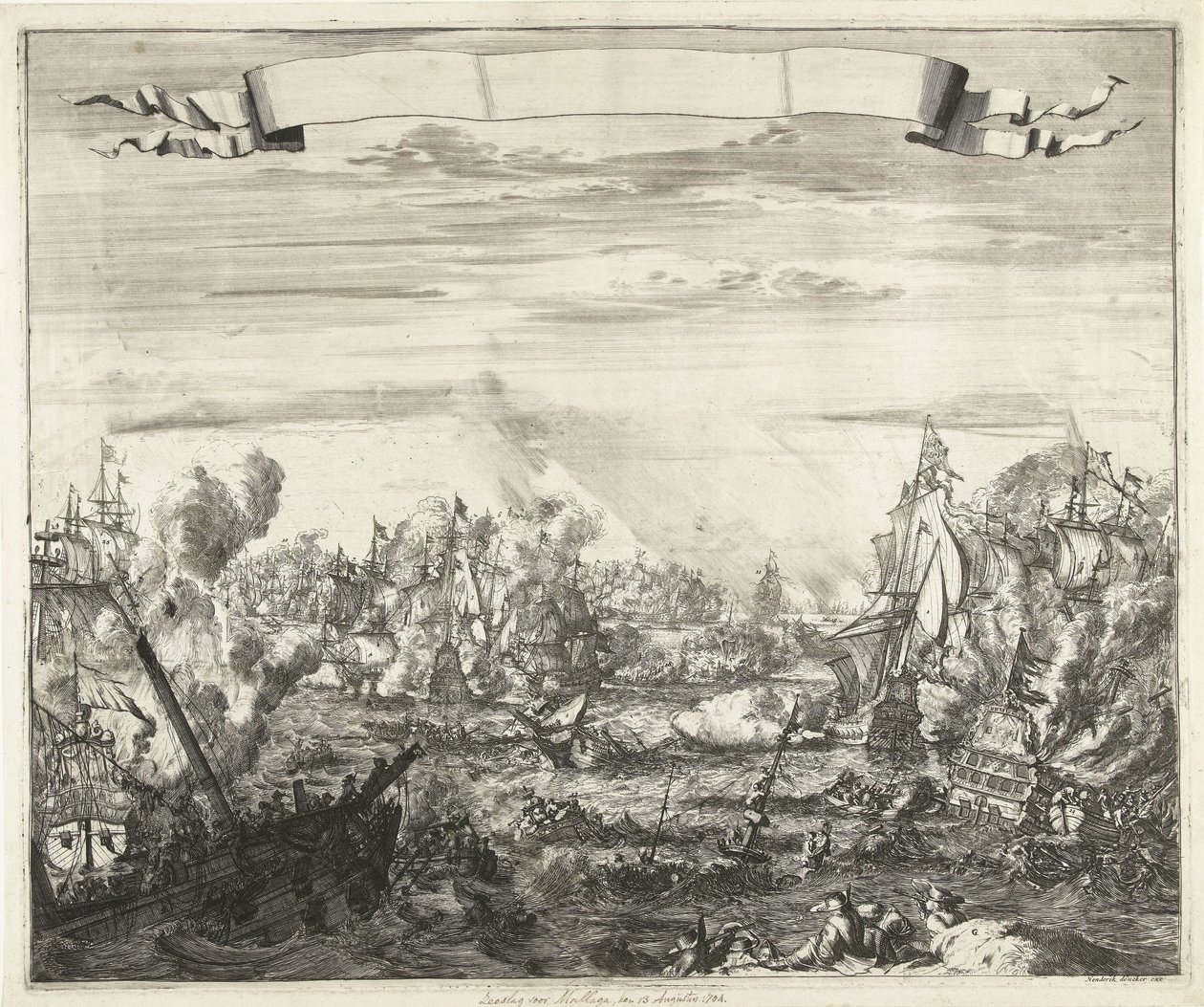 Malagan taistelu 1704 tekijältä Romeyn de Hooghe (attributed to)