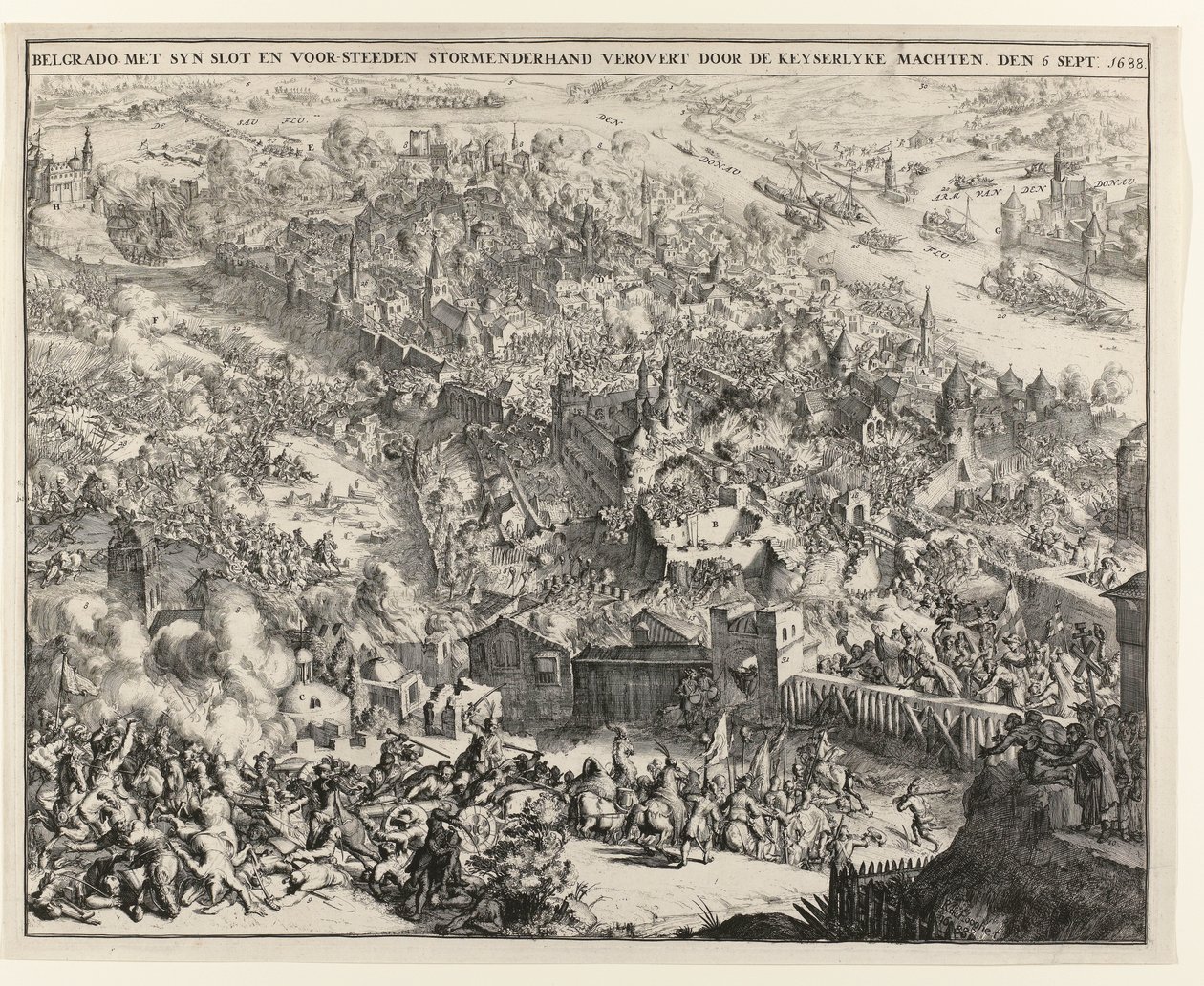 Baijerin vaaliruhtinas Maximilian Emanuel valloitti Belgradin 6. syyskuuta 1688 tekijältä Romeyn de Hooghe
