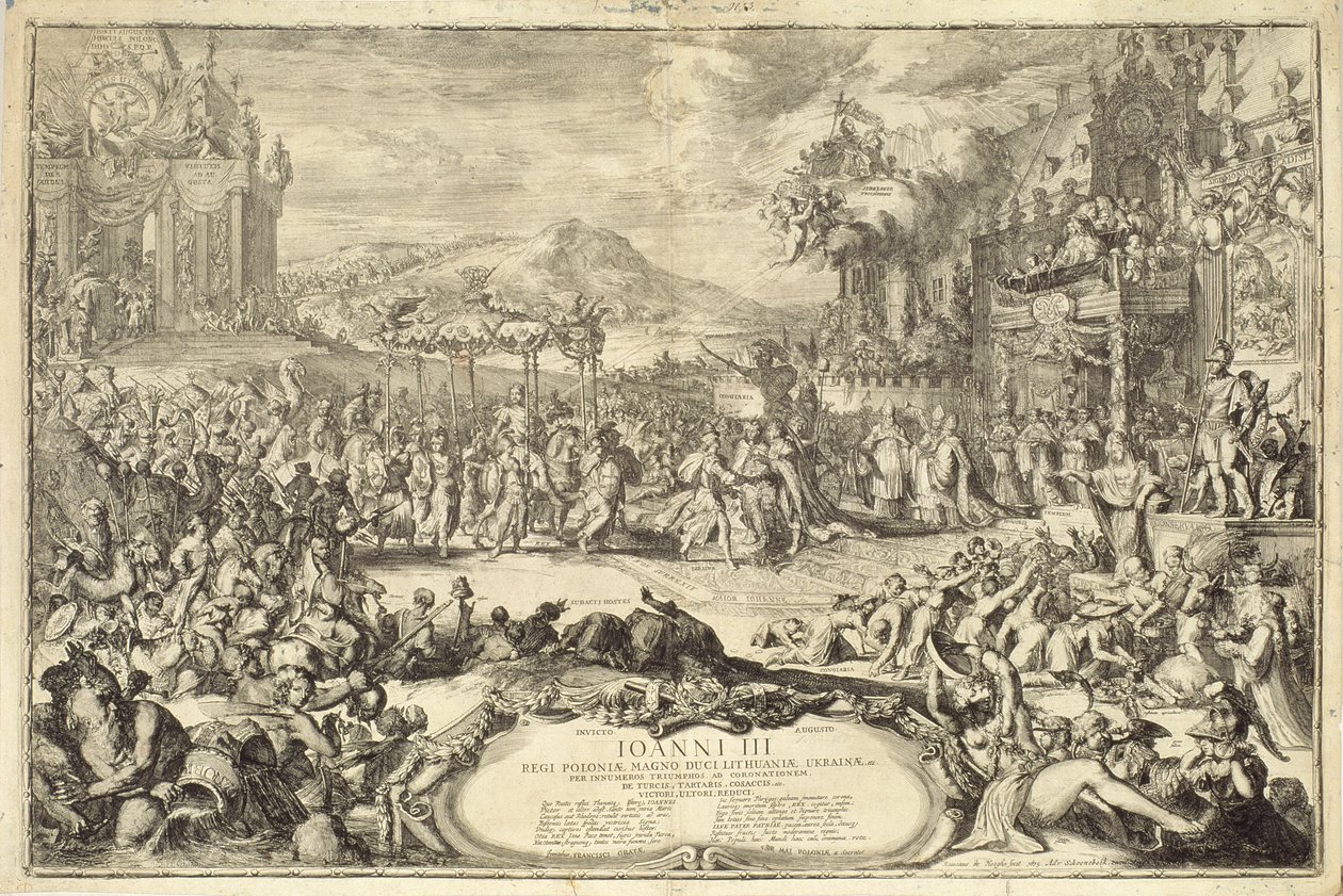 Johannes III:n (1629-1696) kruunaustulo Puolaan, 1675 tekijältä Romeyn de Hooghe