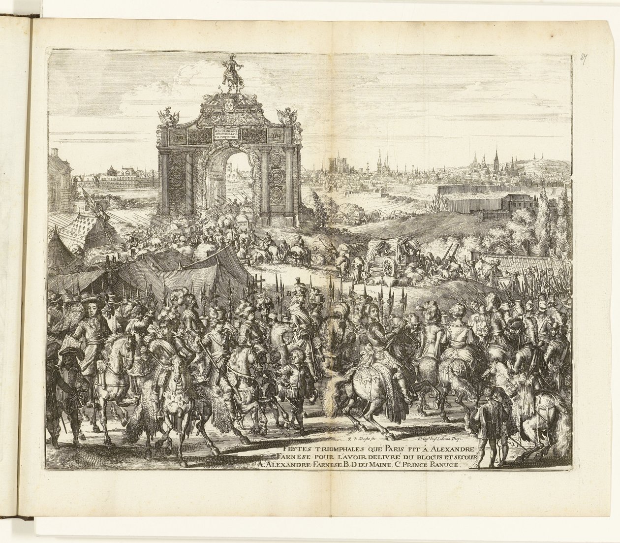 Farnesen juhlallinen sisääntulo Pariisin helpotuksen jälkeen, 1590 Festes triomphales que Paris fit à Alexandre Farnese pour l
