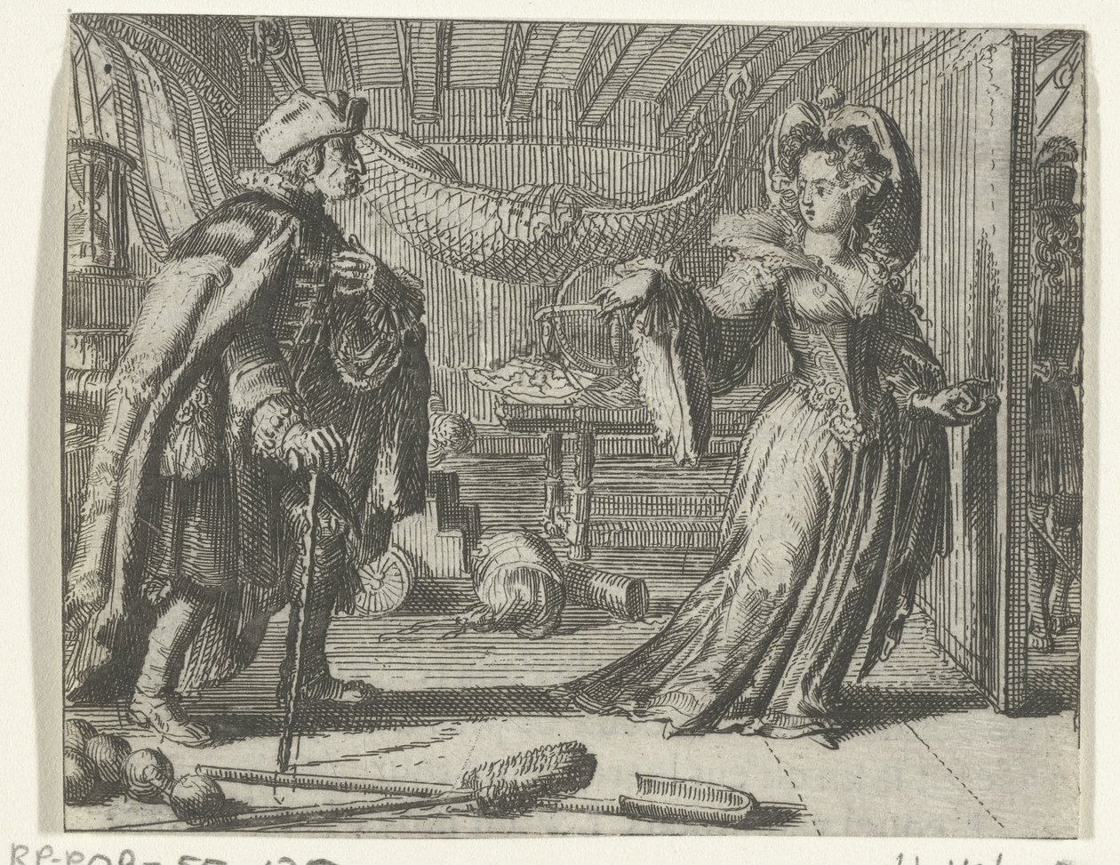 Illustratie voor Vanhojen miesten kalenteri sopii Fontainen tarinoihin ja novelleihin tekijältä Romeyn de Hooghe