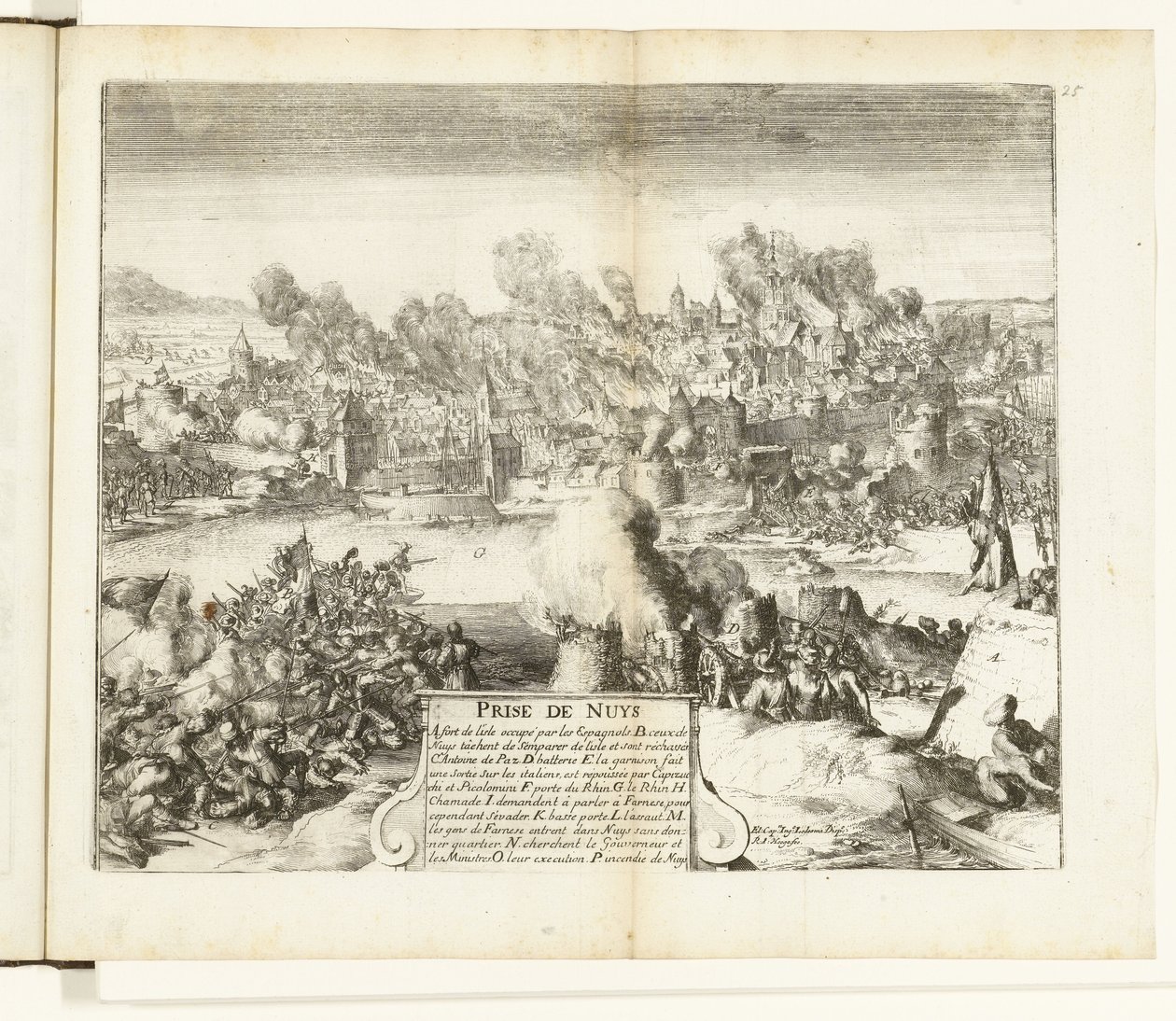 Neussin valtaaminen ja ryöstäminen, 1586 Prize de Nuys (nimi esineessä) Guerres de Flandres (sarjan nimi) tekijältä Romeyn de Hooghe