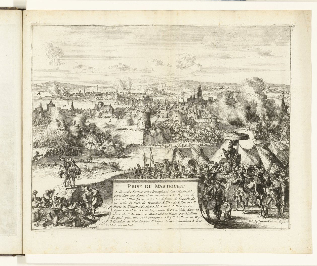 Parman herttua valtasi Maastrichtin vuonna 1579 Prize de Mastricht (nimi esineessä) Guerres de Flandres (sarjan nimi) tekijältä Romeyn de Hooghe