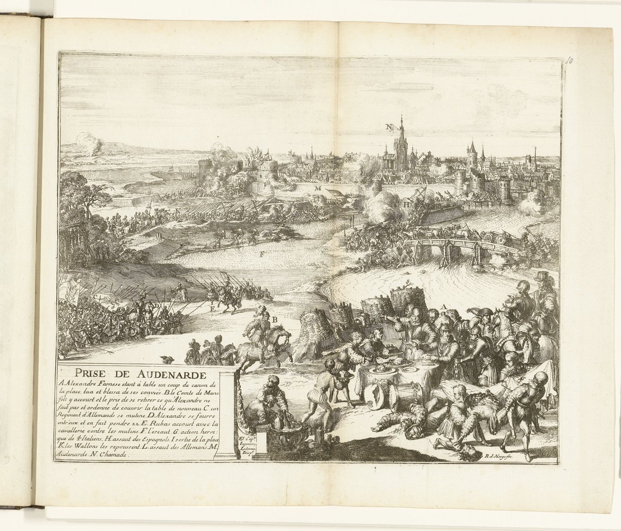 Oudenaarden valtaus, 1582 Prize de Audenarde (nimi esineessä) Guerres de Flandres (sarjan nimi) tekijältä Romeyn de Hooghe
