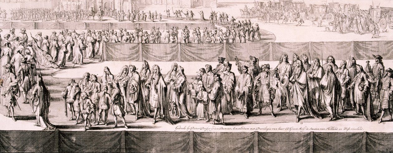 Kuningatar Mary II:n hautajaiset, Westminster Abbey, Lontoo, 1695 tekijältä Romeyn de Hooghe