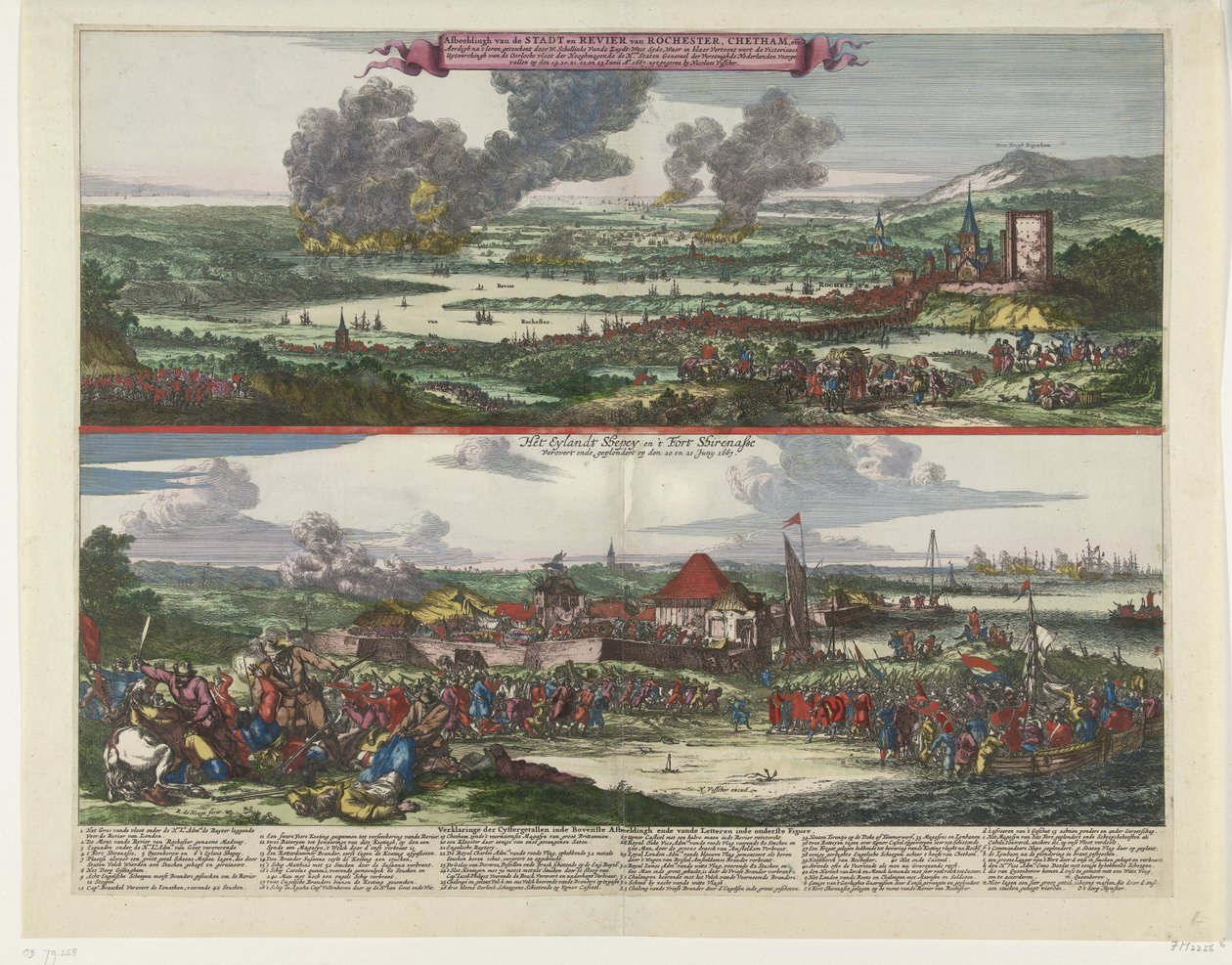 Matka Chathamiin ja Sheppeyn saaren valloitus, 1667 Kuva Rochesterin, Chethamin jne. Stadtista ja revieristä / Het Eylandt Shepey ja 