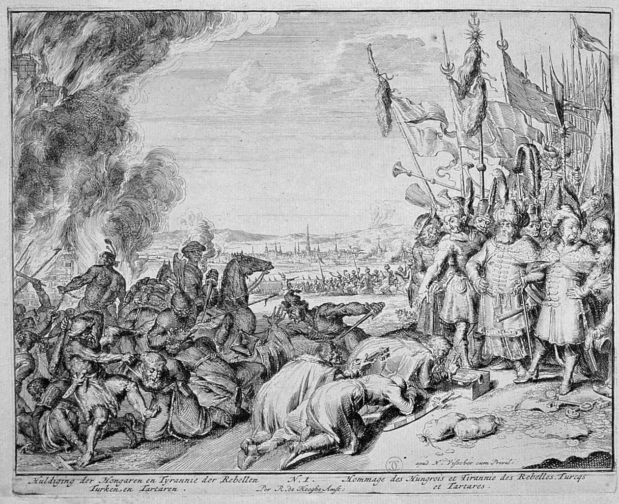 Wienin kirjapainosykli, Unkarilaisten kunnianosoitus, 1683. tekijältä Romeyn de Hooghe