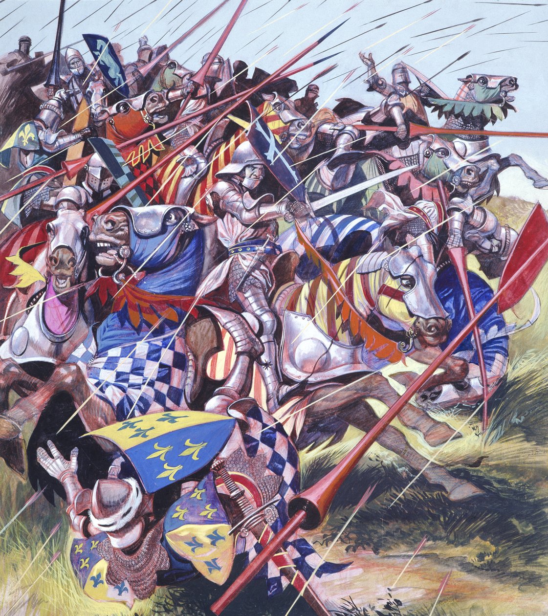 Agincourt - Mahdoton voitto 25. lokakuuta 1415 (guassi paperille) tekijältä Ron Embleton