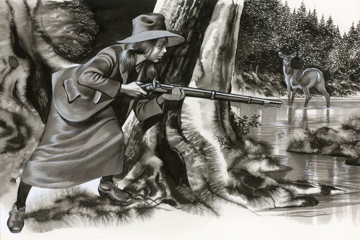 Annie Oakley ampuu hirveä tekijältä Ron Embleton