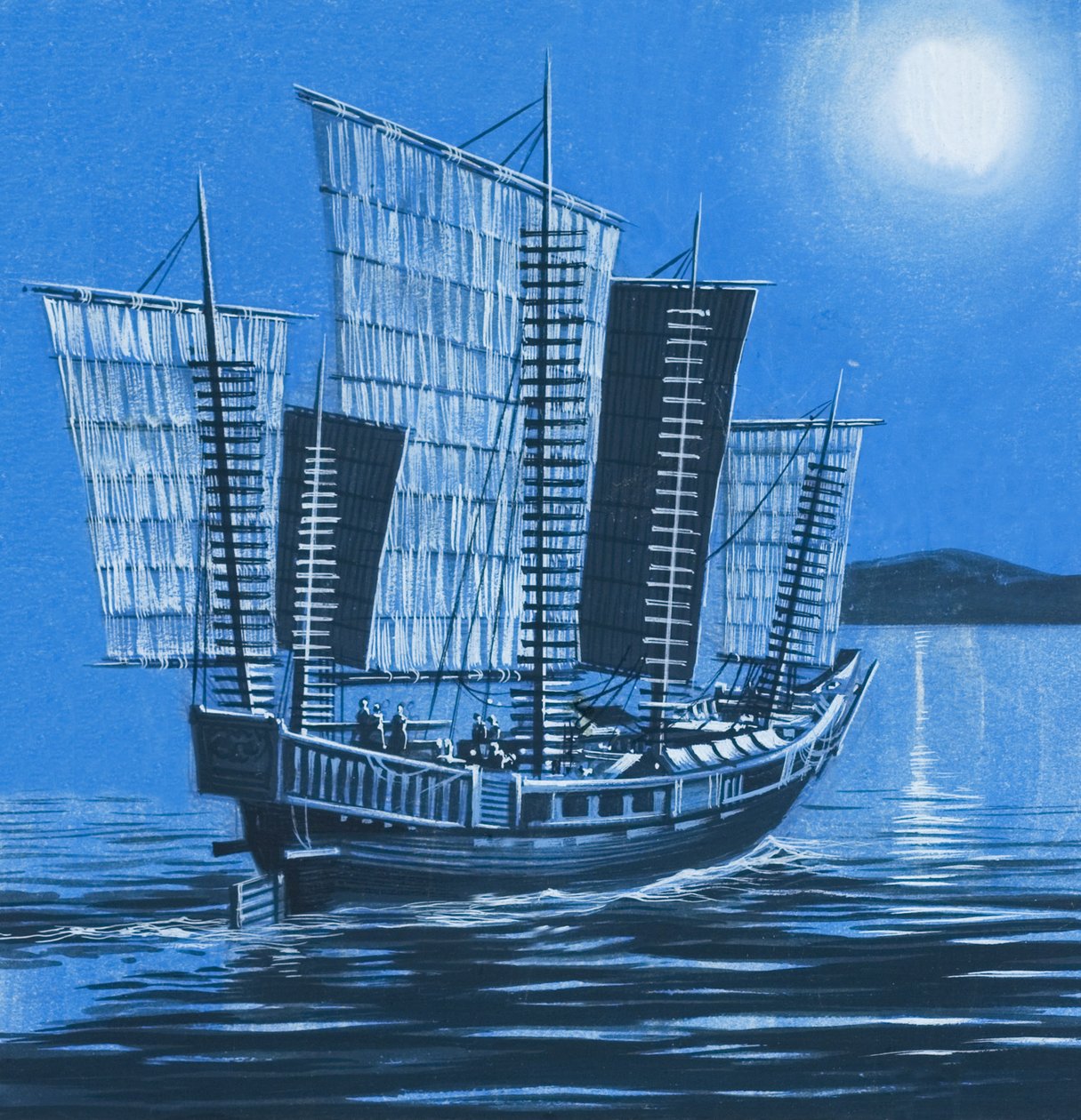 Kiinalainen laiva (guassi paperille) tekijältä Ron Embleton