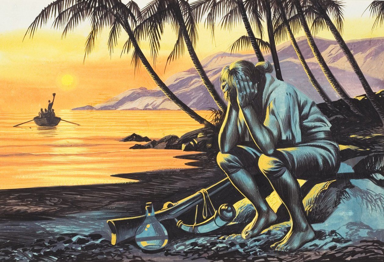 Marooned Man (guassi paperille) tekijältä Ron Embleton