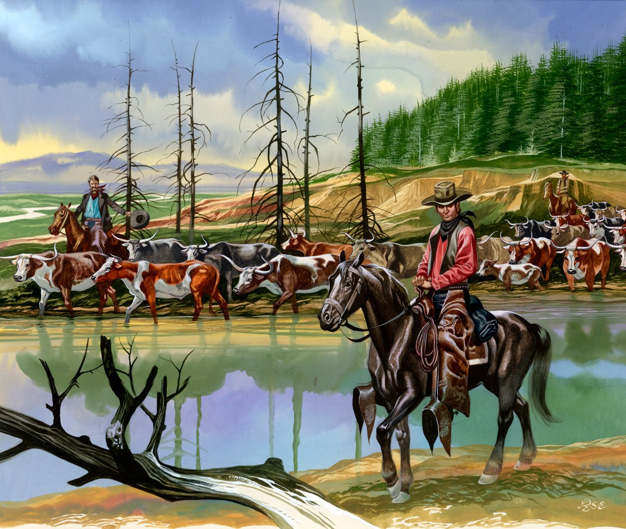 Texan cowboyt ajavat karjaa pohjoiseen tekijältä Ron Embleton