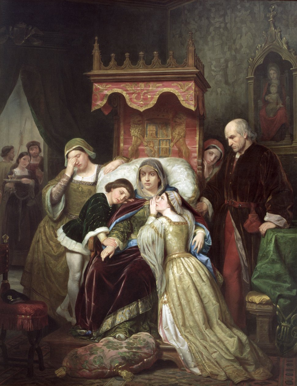 The Madness of Isabel of Portugal, n. 1855 (öljy kankaalle) tekijältä Roque Pelegri