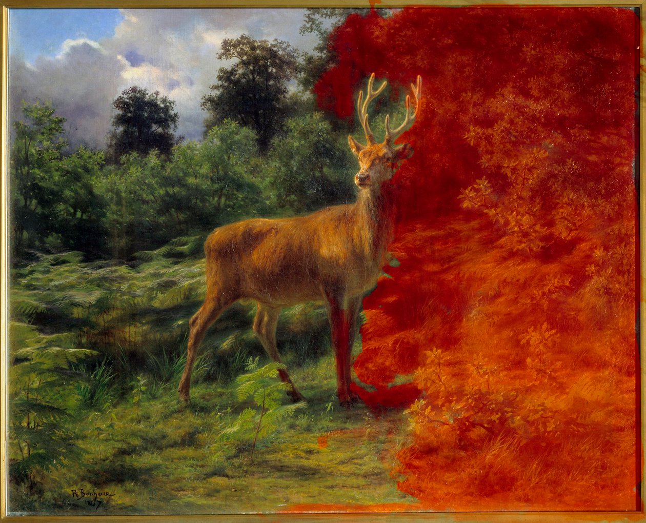Hirvi kuuntelemassa tuulta tekijältä Rosa Bonheur
