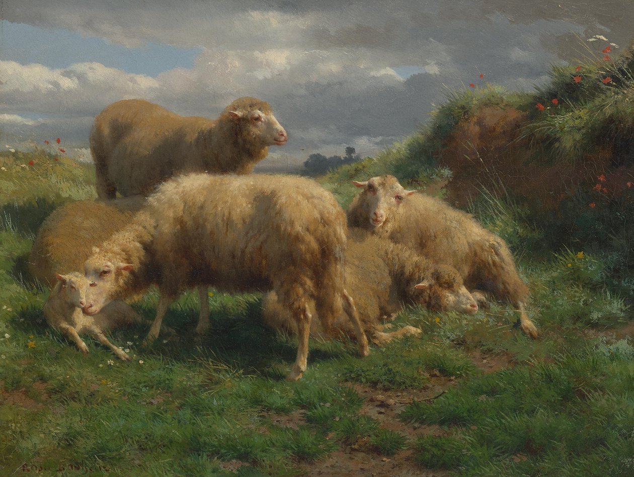 Maisema, jossa on lampaita tekijältä Rosa Bonheur