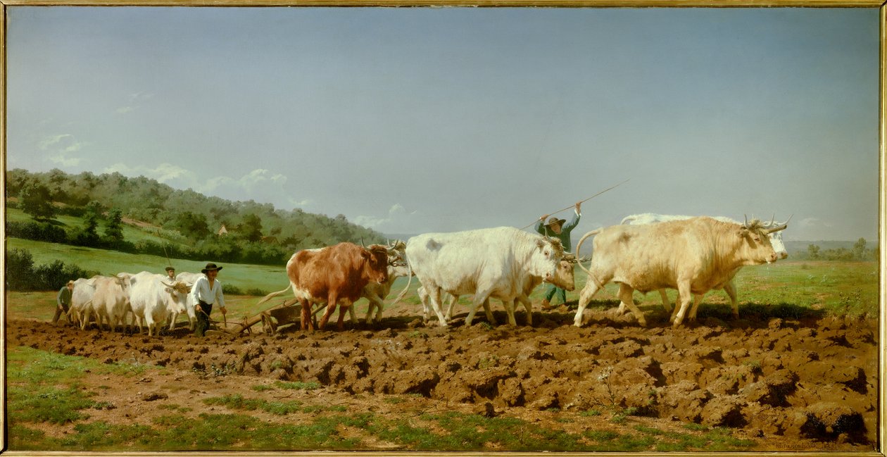 Nivernais kyntämässä, uppoamassa Marie Rosalie Bonheurin maalaus dit Rosa Bonheur (1822-1899) 1849 Su. 1,3 x 2,6 m Pariisi, Musee d