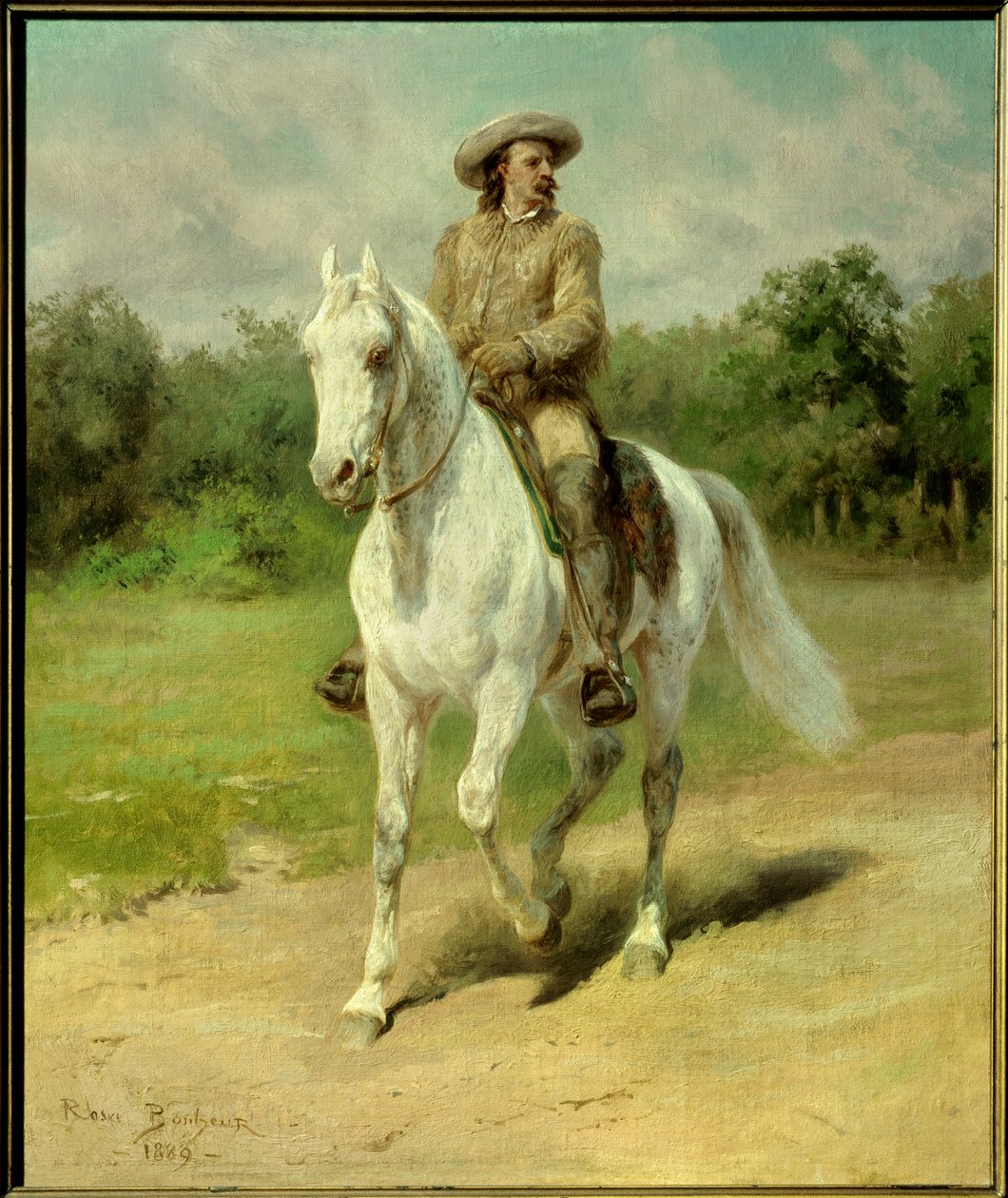 Muotokuva William Frederic Codysta (1846-1917), joka tunnetaan nimellä Buffalo Bill, amerikkalainen sotilas, seikkailija ja ratsumiesnäyttelijä. Rosa Bonheurin (1822-1899) maalaus vuodelta 1889. Cody, Buffalo Bill Historical Center. - Muotokuva William Fre tekijältä Rosa Bonheur