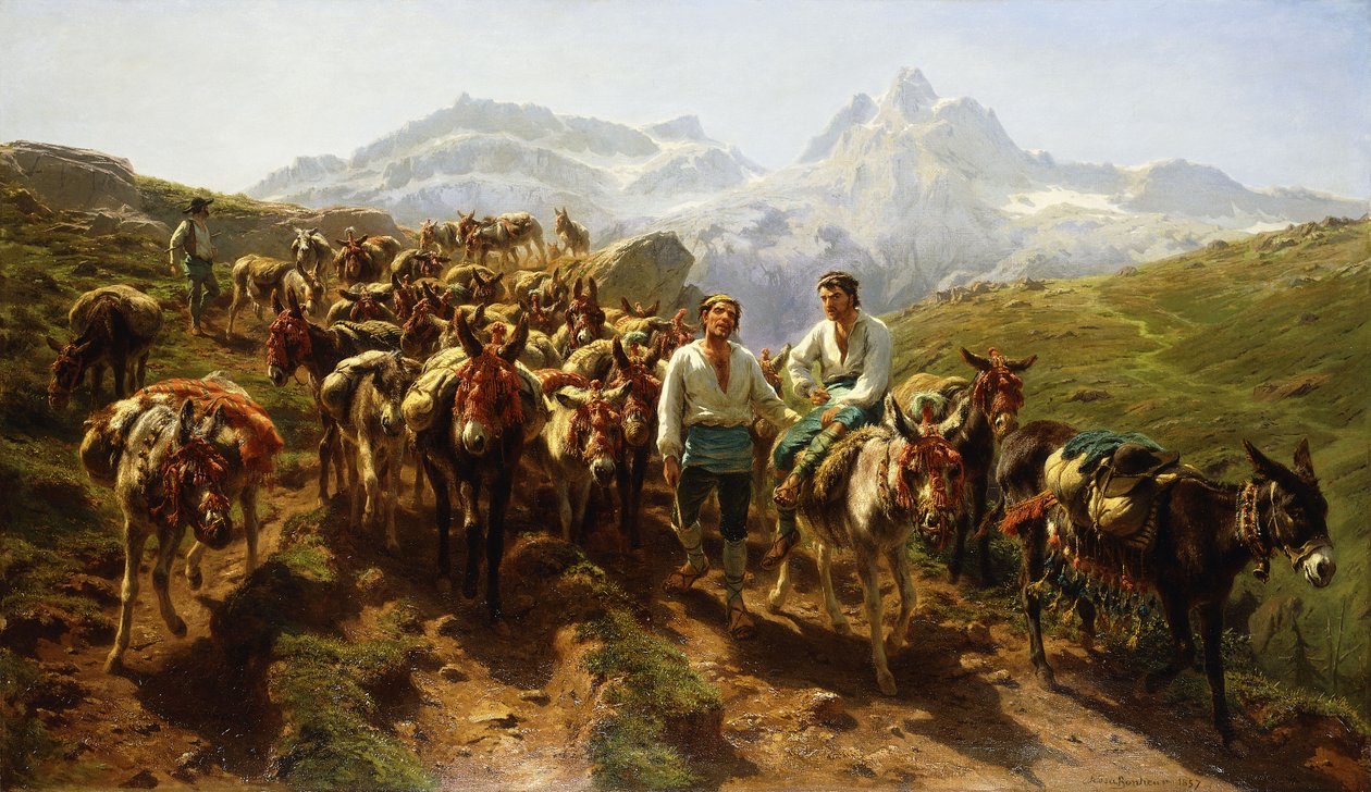 Espanjalaiset muletterit ylittämässä Pyreneiden, 1857 tekijältä Rosa Bonheur