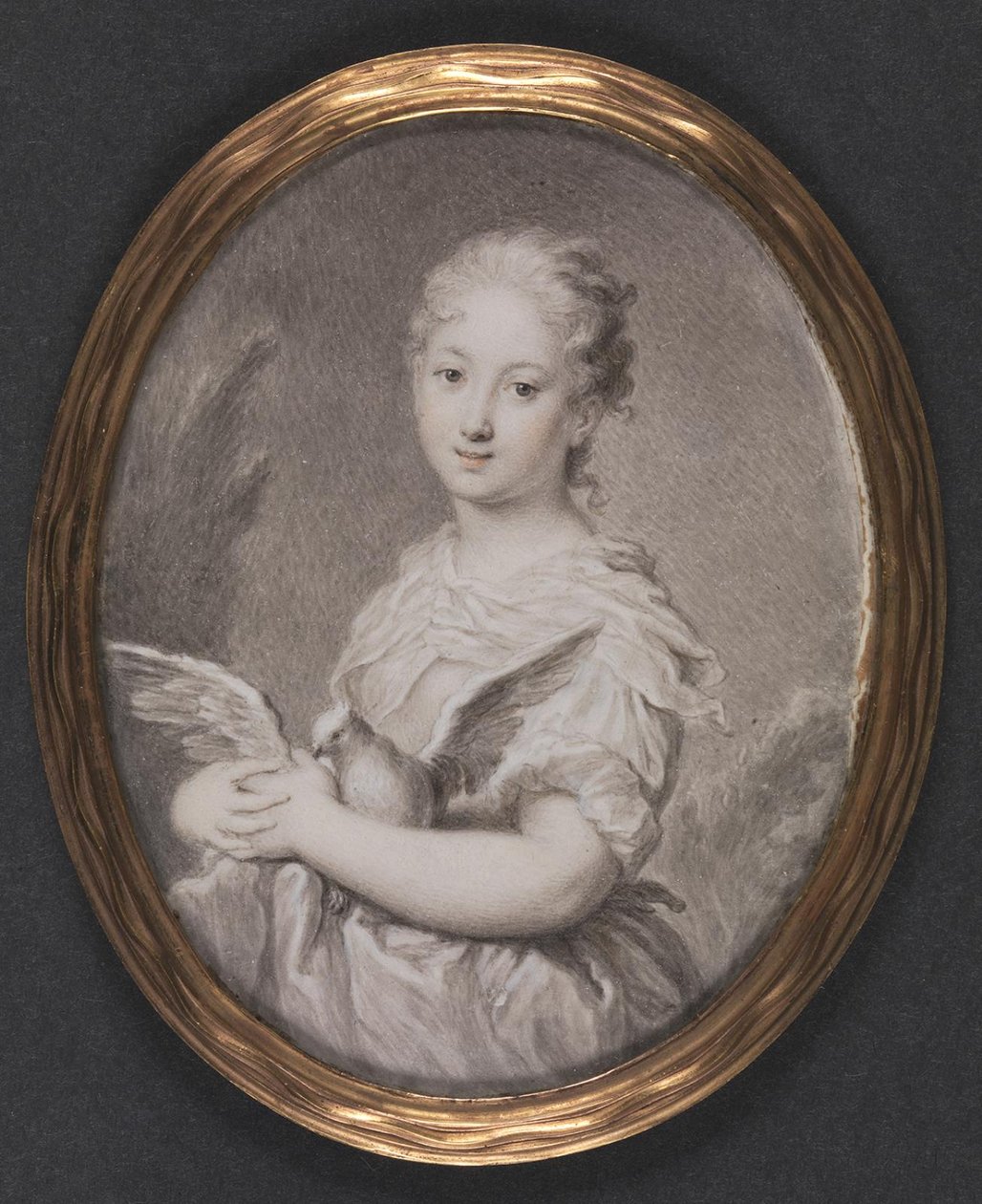 Siveys. Nuori tyttö kyyhkynen kanssa tekijältä Rosalba Carriera