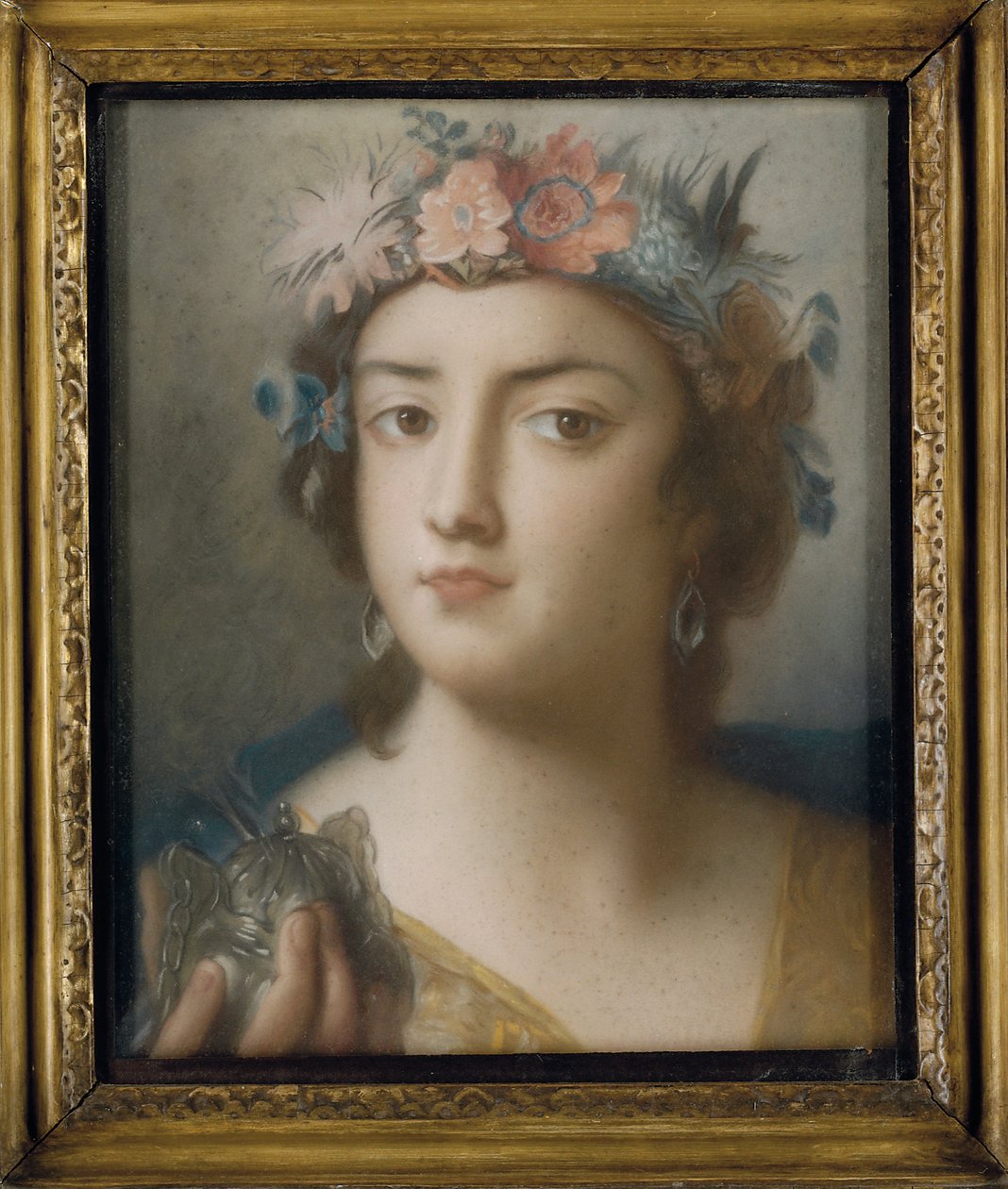 Neljän mantereen allegorioita: Aasia (pastelli paperille) tekijältä Rosalba Giovanna (follower of) Carriera