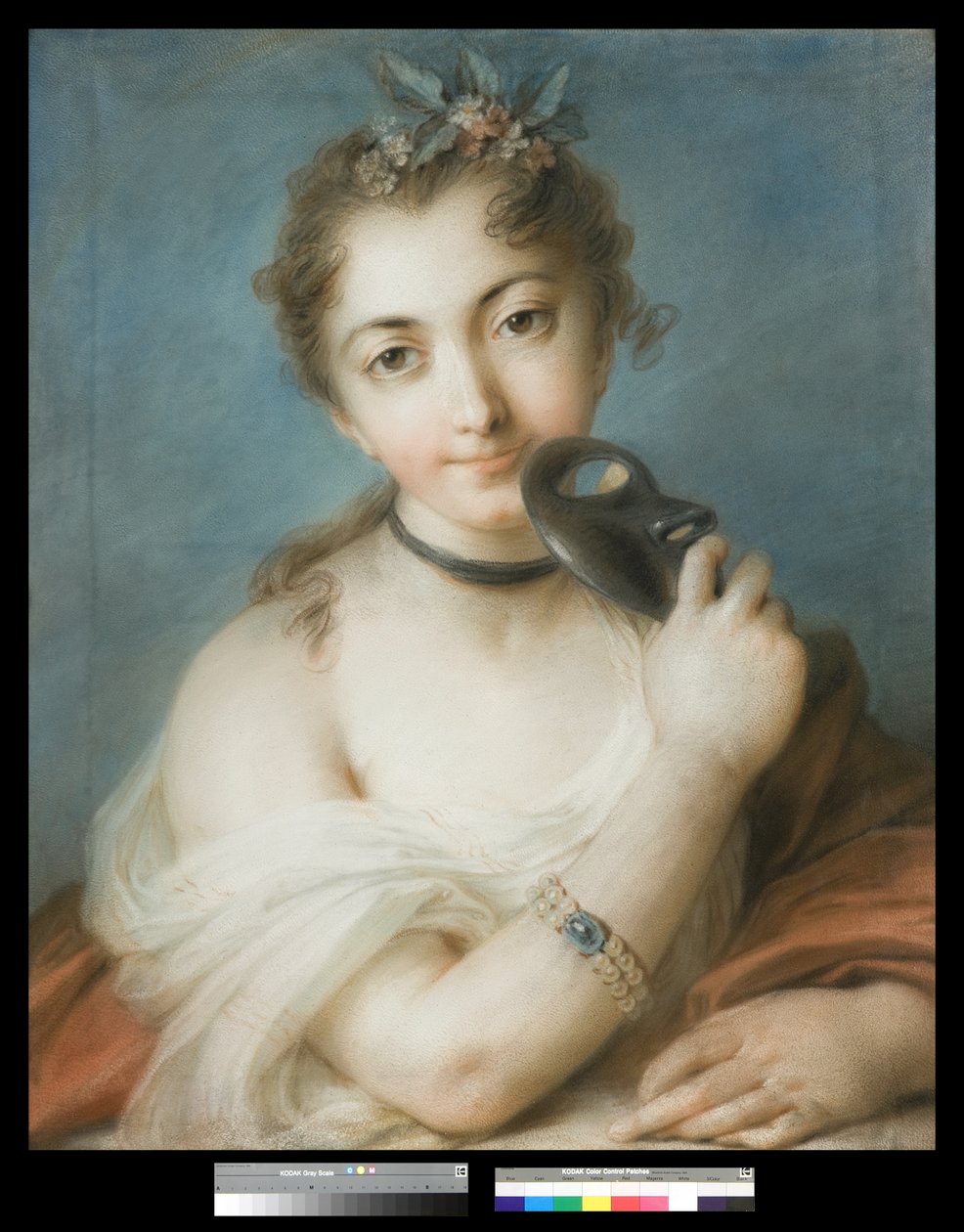 Naisen muotokuva naamiolla, n. 1720-30 tekijältä Rosalba Giovanna Carriera