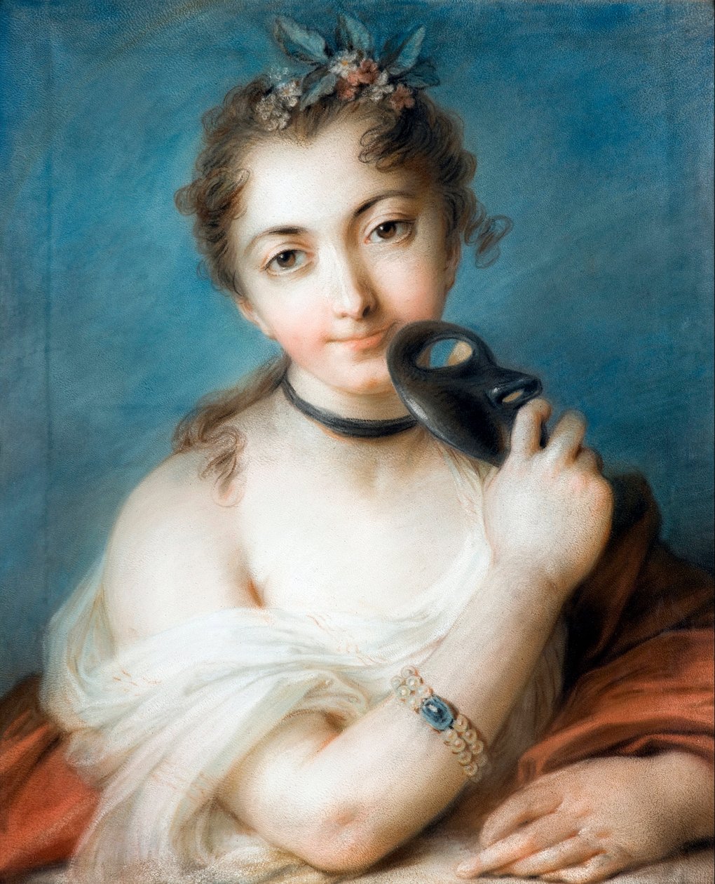 Muotokuva naamioituneesta naisesta Maalaus Rosalba Carriera (1675-1757) 1700-luku Yksityiskokoelma tekijältä Rosalba Giovanna Carriera