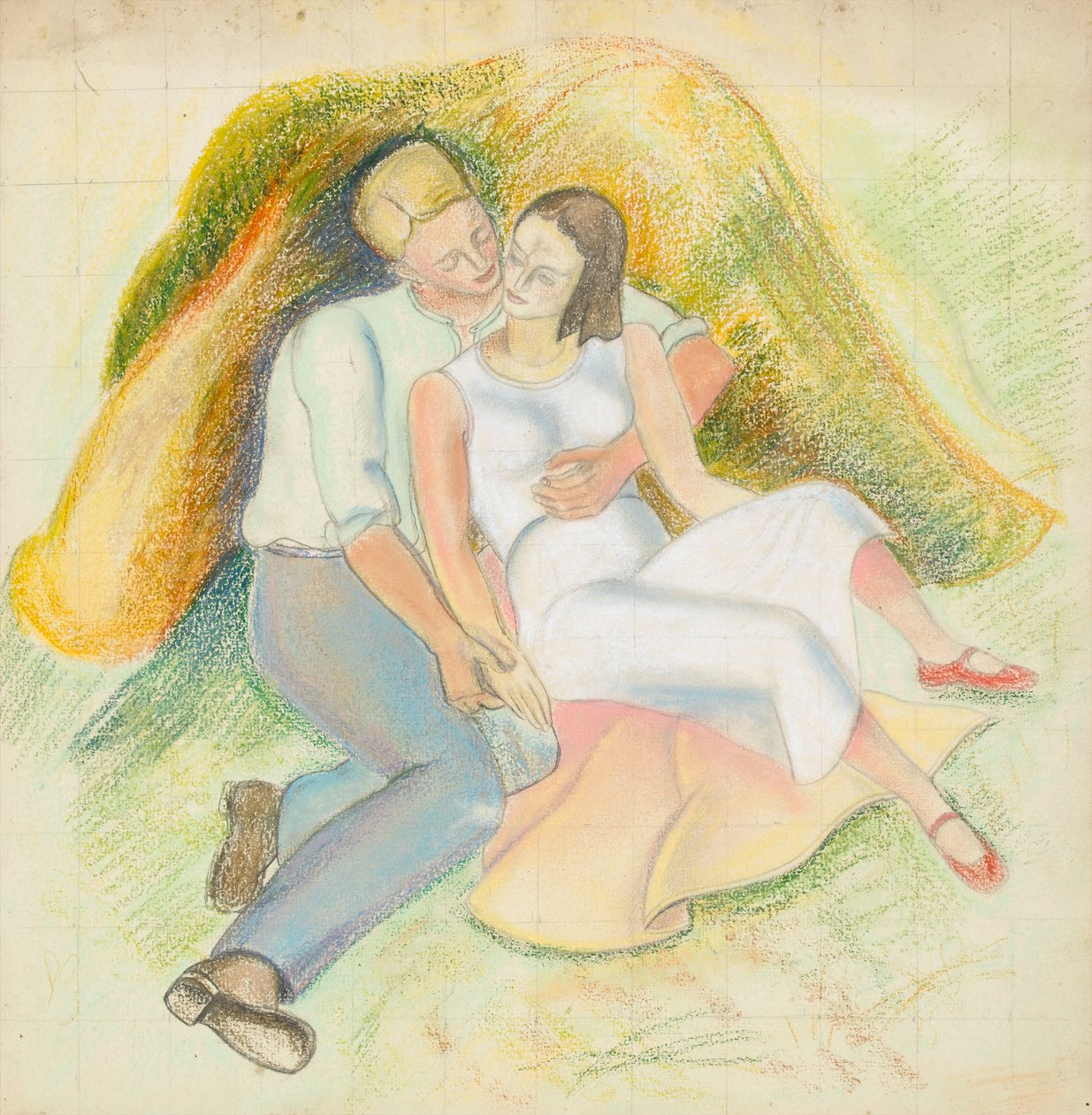 Rakastajat (pastelli paperille) tekijältä Rosalie Brill