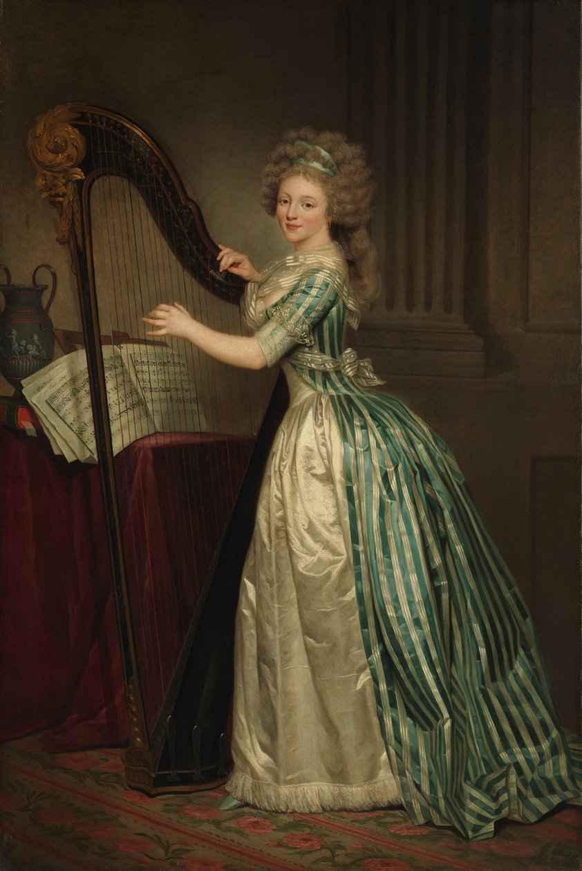Omakuva harpun kanssa, 1791 tekijältä Rose Adelaide Ducreux