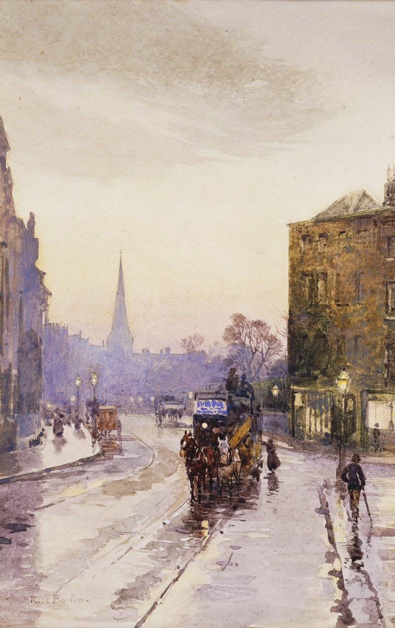 Raitiovaunun kiinniotto Nassau Streetillä, Dublinissa, tekijältä Rose Maynard Barton