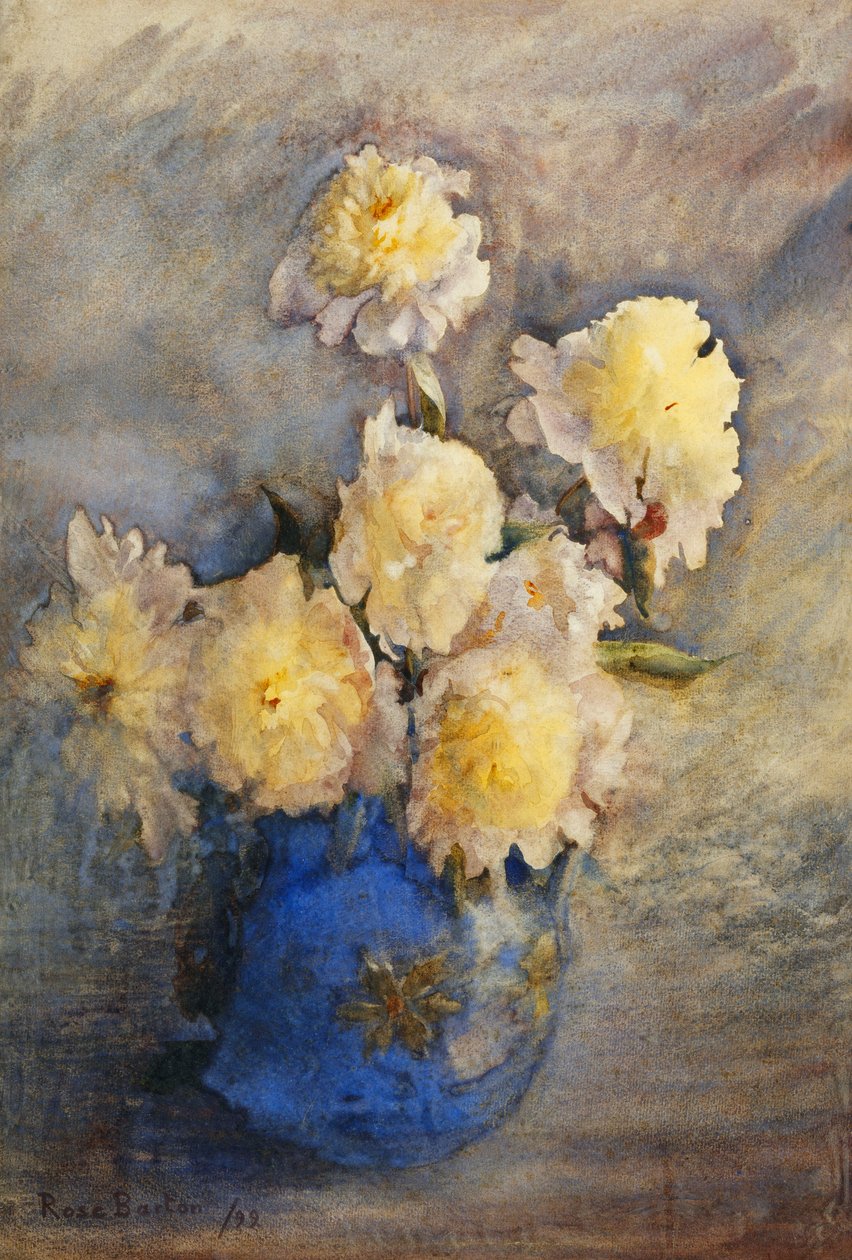 Pionit sinisessä maljakossa, 1899 tekijältä Rose Maynard Barton