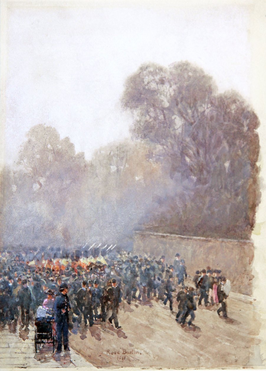 Sotilaiden paraati 1891 (akvarelli) tekijältä Rose Maynard Barton