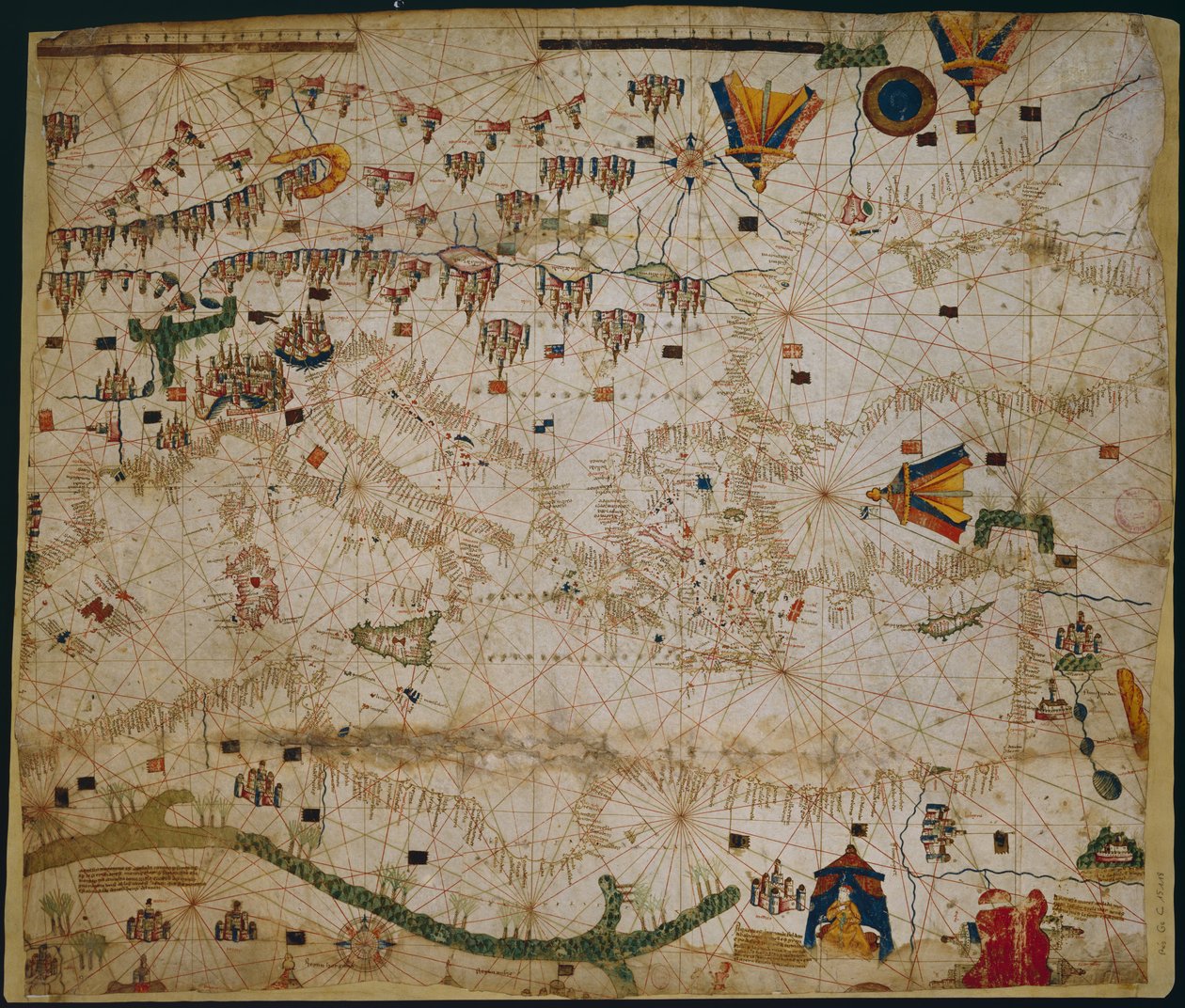 Välimeren ja Mustanmeren merikartta, 1440-luku tekijältä Rossell
