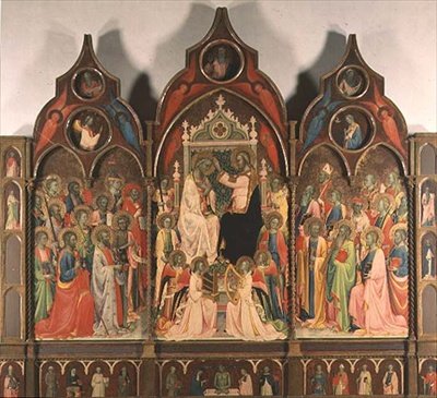 Neitsyt Marian kruunajaiset (tempera paneelille) tekijältä Rossello di Jacopo Franchi